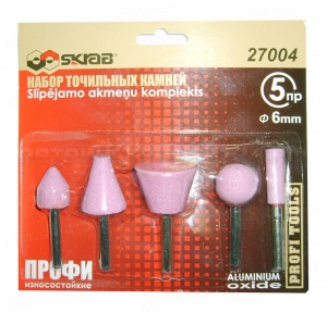 Набор точильных камней 5пр. 6мм А2/A14/A25/A31/W179 Al2O3 ПРОФИ 27004