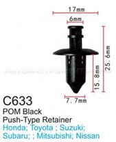 Клипса для крепления внутренней обшивки а/м Субару пластиковая (100шт/уп.) Forsage клипса F-C633(Subaru)