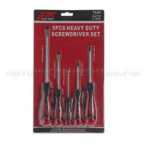 Набор отверток усиленных SL3.0х75 SL5.5х100 SL6.5x150 PH1x75 PH2x100 5 предметов JTC