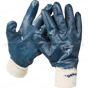 Перчатки ЗУБР рабочие с манжетой, с полным нитриловым покрытием, размер L (9)