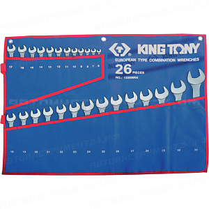 Набор комбинированных ключей, 6-32 мм чехол из теторона, 26 предметов KING TONY 1226MRN