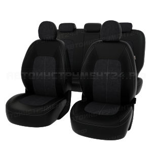 Чехлы Kia Ceed II 2012 черная экокожа + т. серая алькантара "Оригинал"