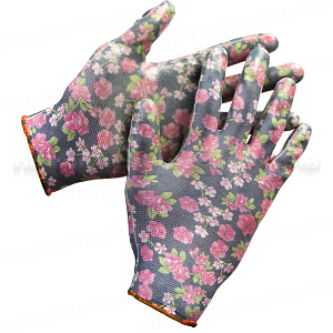 Перчатки GRINDA садовые, прозрачное нитриловое покрытие, размер S-M, черные