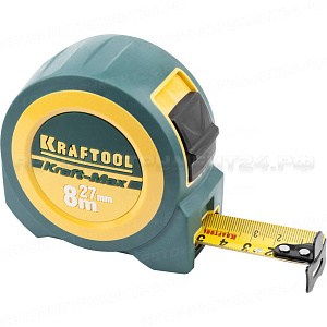 KRAFTOOL "Kraft-Max" 8м / 27мм мощная профессиональная рулетка со сверхшироким полотном