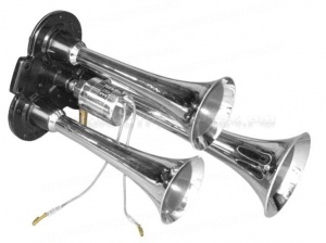 Сигнал пневматический HQ-8016 C 3-рожковый хром 24v 300мм /10, шт