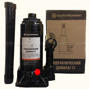 Домкрат гидравлический одноштоковый, бутылочный 5 тонн 195-380 мм (TUV, 2 клапана)