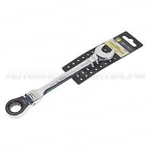 Ключ комбинированый ER-61015H трещоточный шарнирный 15мм (на держателе) ЭВРИКА 10/150