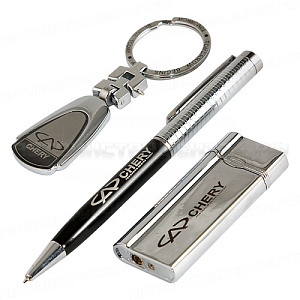 Набор VT-041 CHERY CHROME брелок+ручка+зажигалка (на блистере) LEGION /1/12 OLD