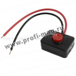 Выключатель кнопочный прямоугольный без фиксации "Red" (2-х контактный, с проводом)