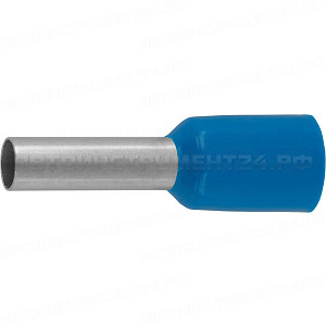 Наконечник СВЕТОЗАР штыревой, изолированный, для многожильного кабеля, синий, 2,5 мм2, 25шт
