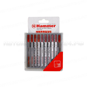 30576 Пилка для лобзика (набор) Hammer Flex 204-905 JG WD-PL-MT set No5 (10pcs) дер.\пл.\мет, 7 видов, 10ш Hammer 204-905