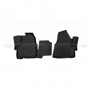 Коврики Ford Tourneo Custom 2013 (1+2 seats) 3D (полиуретан) черный НЛ CARFRD00019k