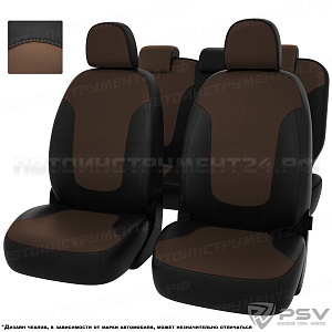 Чехлы VW Jetta VI 2010-> Comfortline черно-коричневая экокожа "Оригинал"