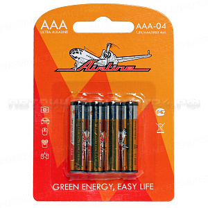 Батарейки LR03/AAA щелочные 4 шт. блистер AIRLINE, AAA-04