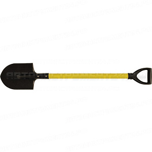 Лопата штыковая ЛКМ, с желтым металлизированным черенком и V-ручкой 185х235х1060 мм